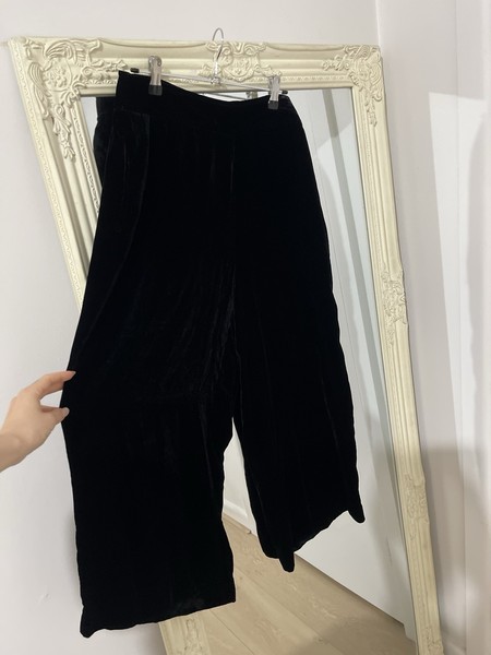 Seed Heritage size 14 velvet feel Black Wide-Leg pants Elastic Waist