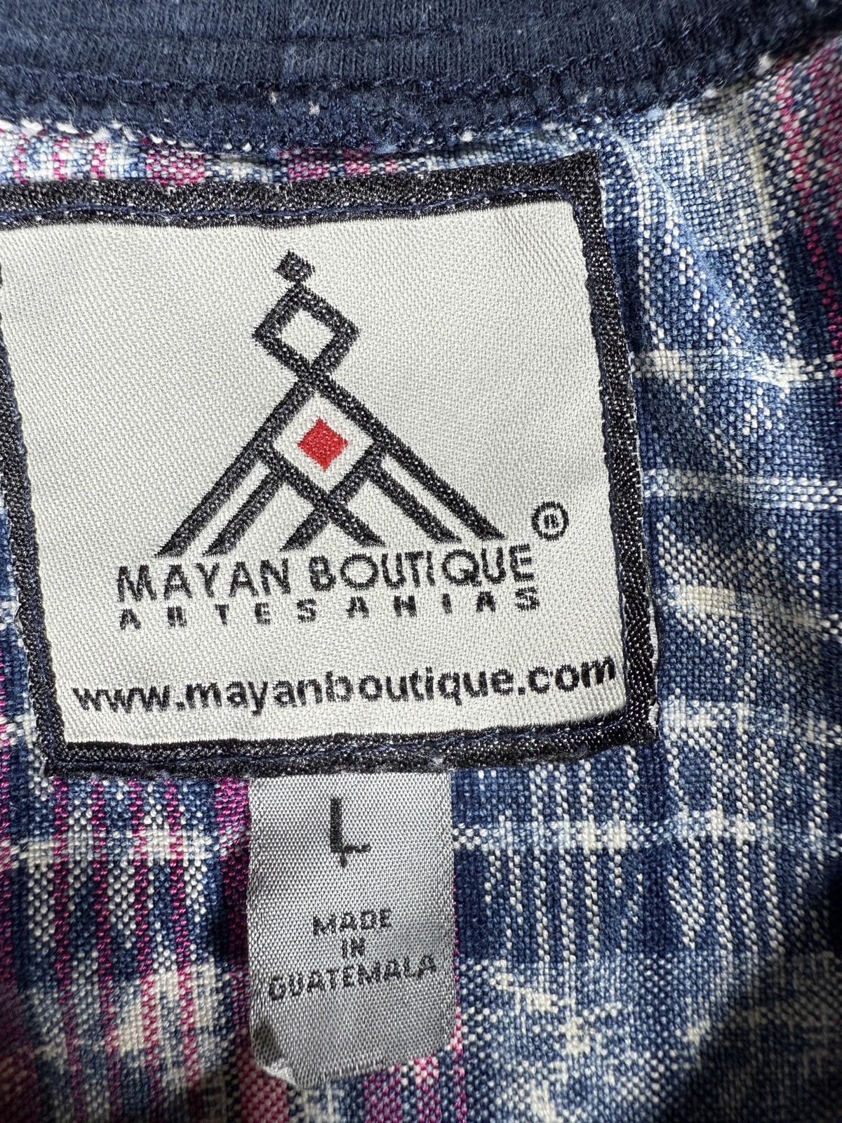 Patchwork Shirt Mens Large Blue Multicolor Ikat M… - image 4