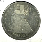 1853 Arrows & Rays, 50C Liberty Seated Half Dollar, with Graffiti (89191)