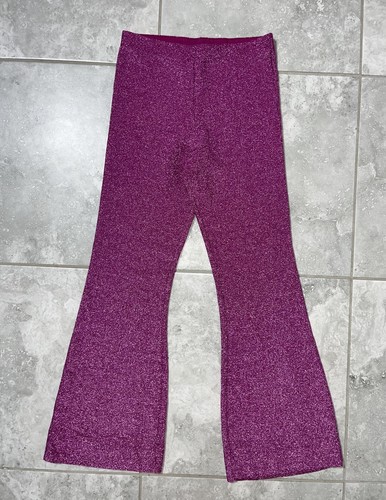Victorias Secret Pink Glitter Shine Pull On Flare Pants Stretch Knit Pink New S - Picture 3 of 11