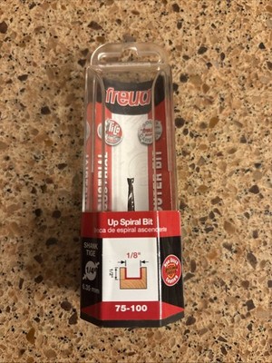 NEW FREUD 75-100 CARBIDE 1/8'' UP SPIRAL SOLID CARBIDE DOUBLE FLUTE ROUTER BIT 