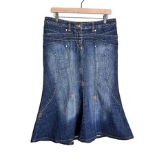 Y2K Bisou Bisou Jeans Denim Midi Skirt Dark Wash Mermaid Trumpet Y2K Size 10