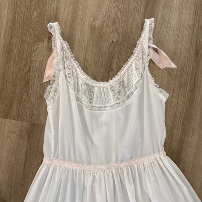 Vintage Iris Nightgown White Lace Nylon Maxi Lord & Taylor 32 Bridal  Romantic | eBay