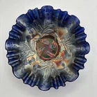 Vintage Fenton Purple/Blue Thistle Carnival Glass Bowl.  8.5” X3”