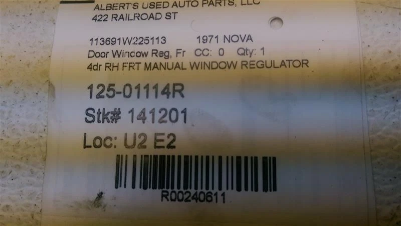 Regulador de ventana manual de pasajeros para Chevrolet Nova 69-72 4 puertas Foto 4 de 4