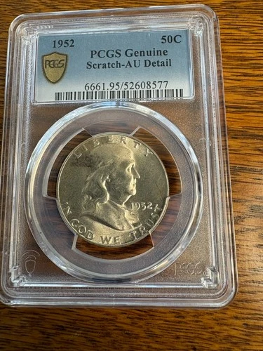 1952 Franklin half dollar PCGS Genuine Scratch - AU Detail