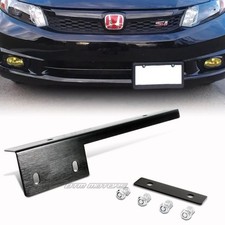 Black Brushed Aluminum Front License Plate Relocate Mounting Bracket Universal Black Brushed Aluminum Front License Plate Relocate Mounting Bracket Universal