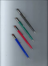 Lot of 4 Scripto 1960's Hex Sided Different Colors Twist Mechanical Pencils-Work