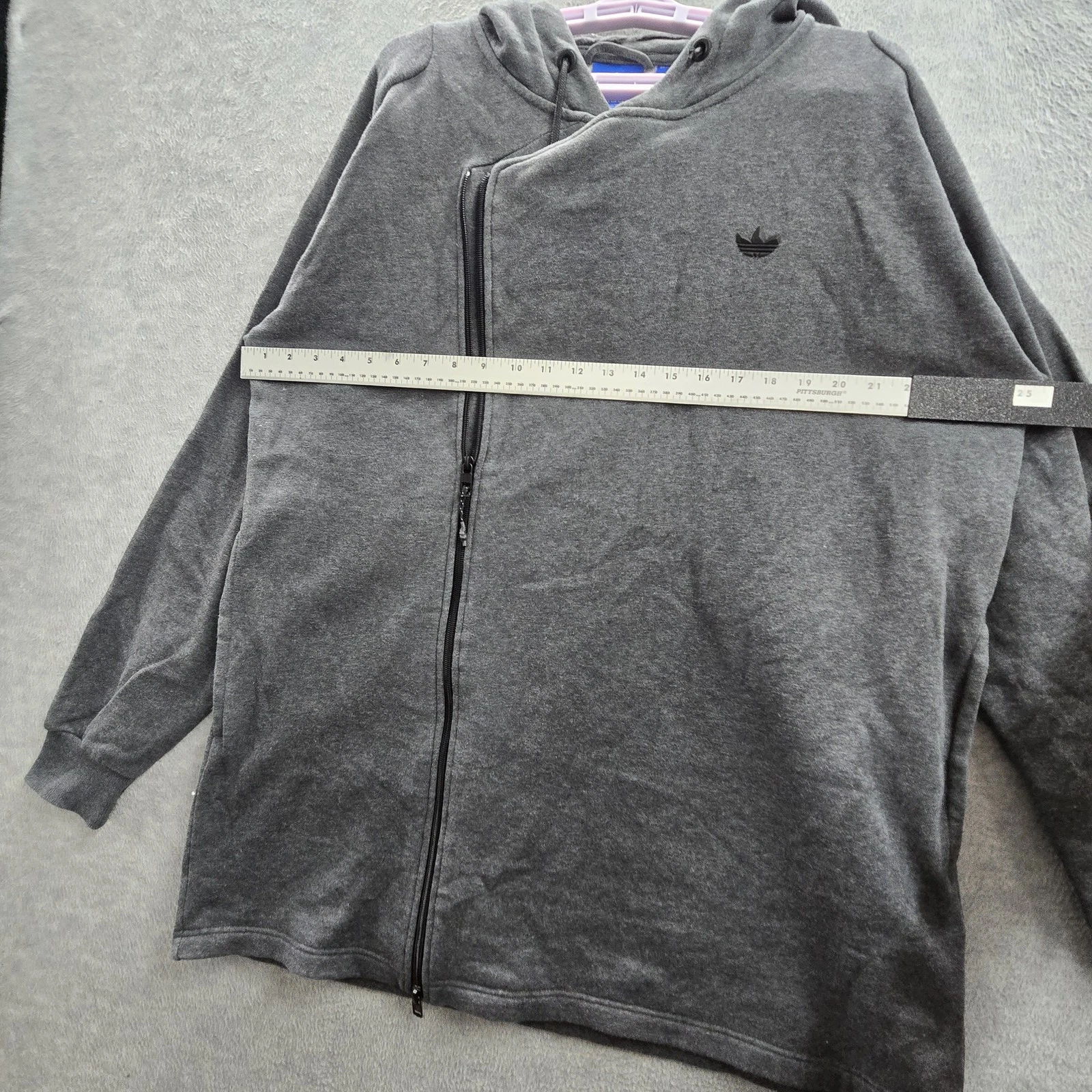 Adidas Men Jacket L Gray Fleece Activewear Zipper Logo Long Sleeve READ - product detail image 11
