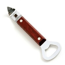 Norpro Heavy Duty Wood Handle Soda Pop Beer Can Punch And Bottle Opener