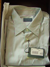 Paolo Cellini Mens Duck Egg Blue  Pink Striped S/S Shirt 15"  65  New