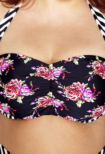 NUEVO FOREVER 21 FLORAL CHIC RETRO PINUP 2 PIEZAS CINTURA ALTA BIKINI Traje de Baño PLUS 2X - Imagen 5 de 8