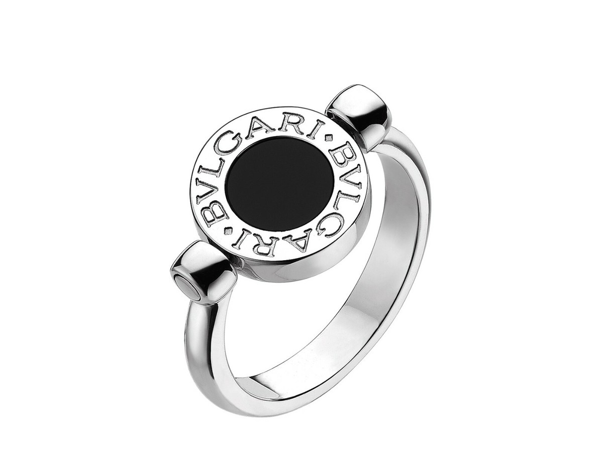 Bvlgari Pave Diamond and Black Onyx Flip Ring in 18kt White Bvlgari Pave Diamond and Black Onyx Flip Ring in 18kt White