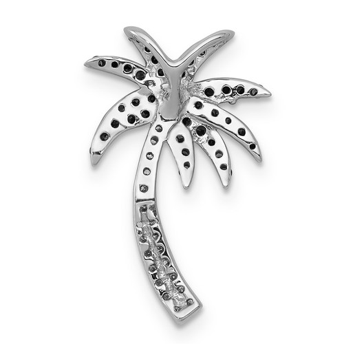 Lex & Lu 14k White Gold with White and Green Diamond Palm Tree Slide Pendant - Picture 3 of 4