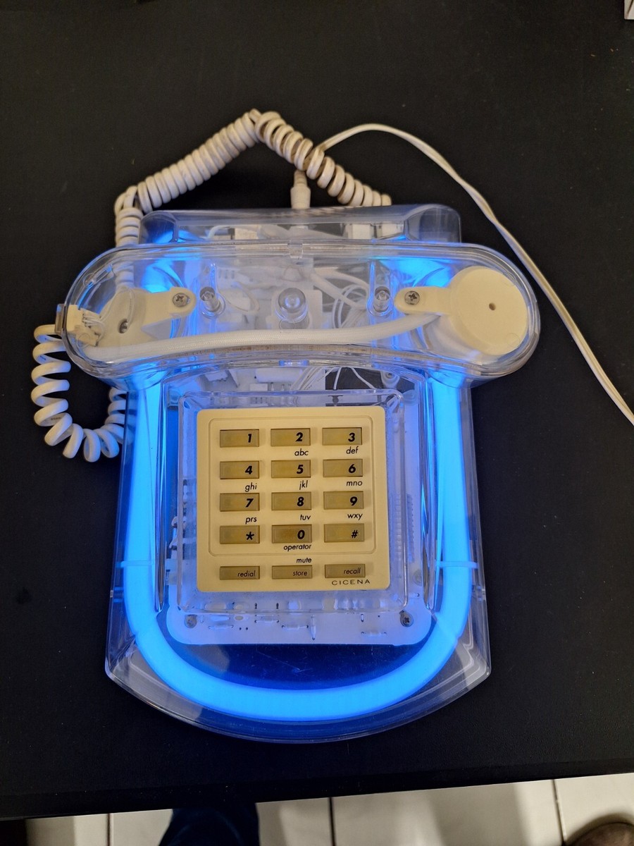 Vintage Roxanne See Through Light Up NEON Blue Telephone Model 101