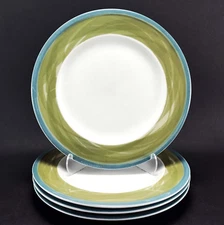 World Tableware Coastal Cafe Luncheon Salad Plates Green Blue 9 1/8" Set/4