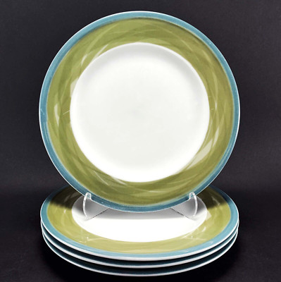 World Tableware Coastal Cafe Luncheon Salad Plates Green Blue 9 1/8'' Set/4
