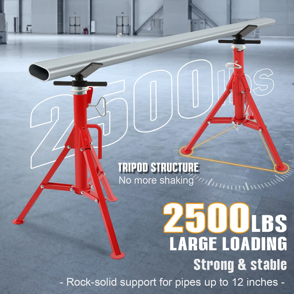 Soporte de gato con cabeza en V 28"-52" soporte de tubo plegable 2500 lb soporte de estabilidad de acero Foto 4 de 4
