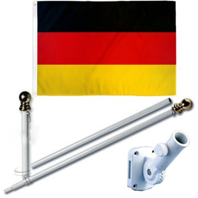 Germany 3 x 5 FT Flag Set w/ 6-Ft Spinning Flag Pole + Bracket (Tangle Free)