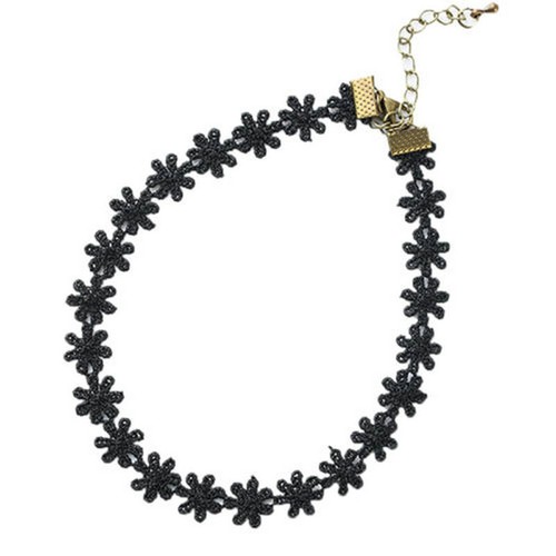Daisy Flower Choker Vintage Women Sexy Fashion Black Lace Chain Necklace - Picture 3 of 9