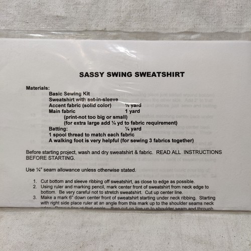 Sassy Swing Sweatshirt Patchwork Needlcraft Embroidery Quilting Pattern - Picture 12 of 24