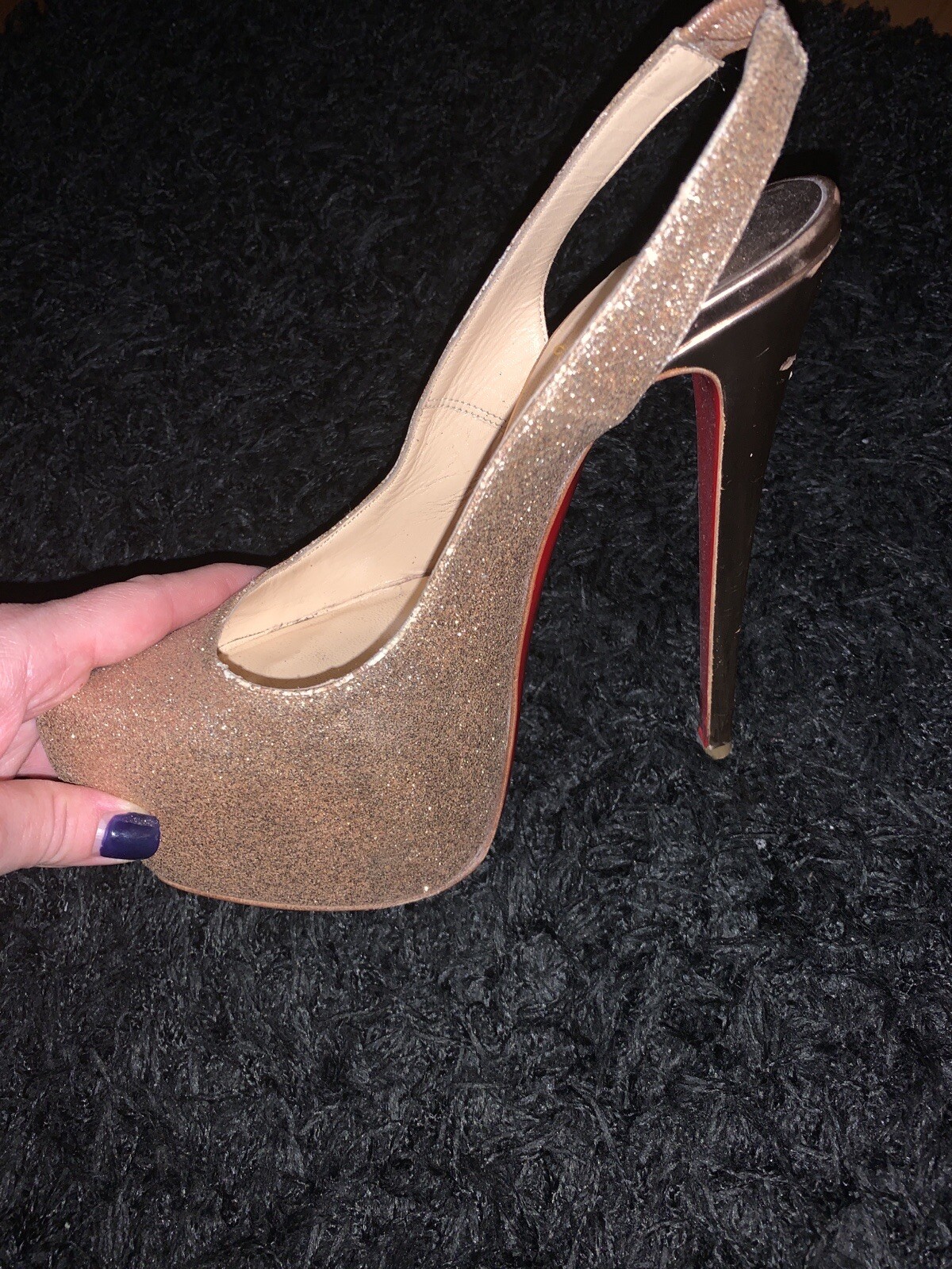 Christian Louboutin Heels Daffodile 160 Gold Glitter Slingback image 3