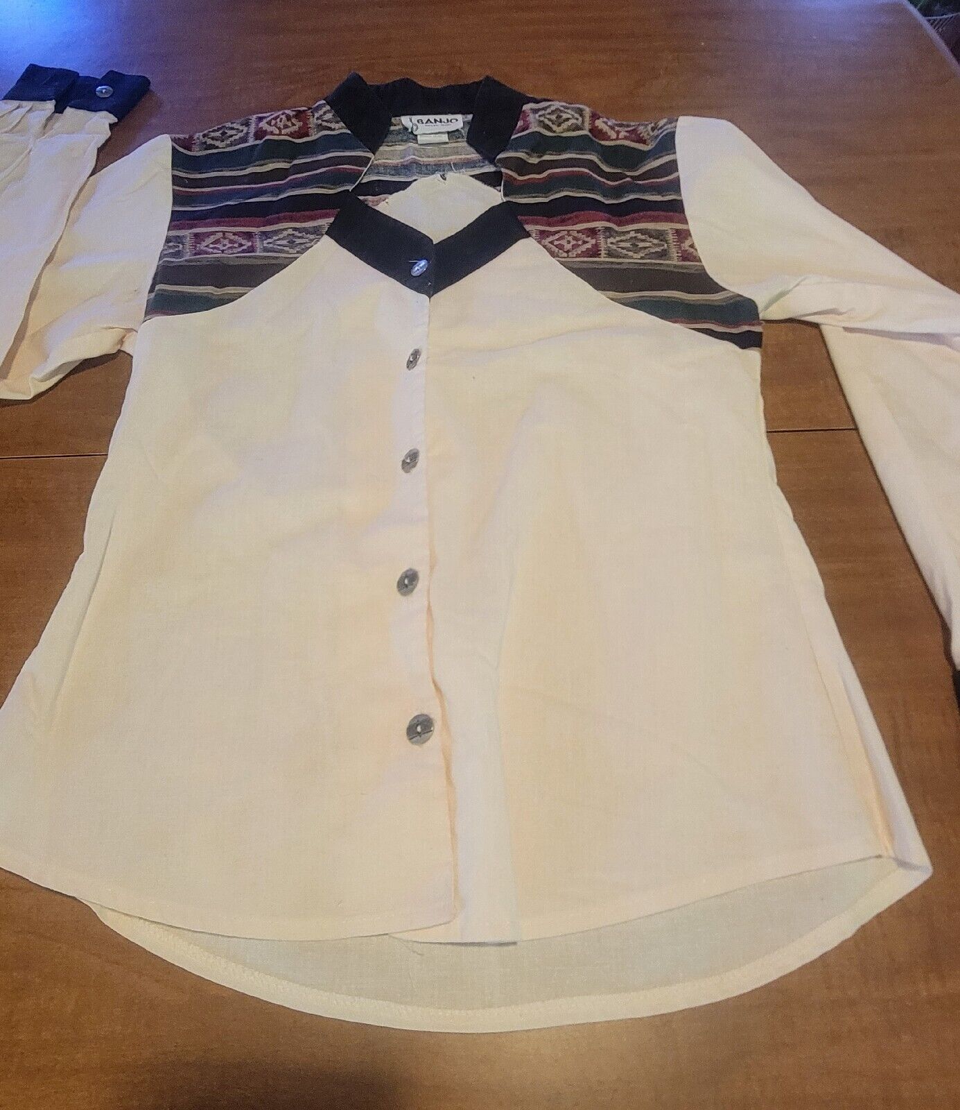 Vtg 80s Western Women Blouse Shirt Southwestern Y… - image 9