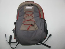 Coleman Camping Hiking Travel Insulated 28 Cans Soft Backpack Cooler Khaki Gray