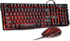 Jugeo De Teclado Y Mouse Gamer Mecanico Para Gaming Multicolor LED Raton Combo