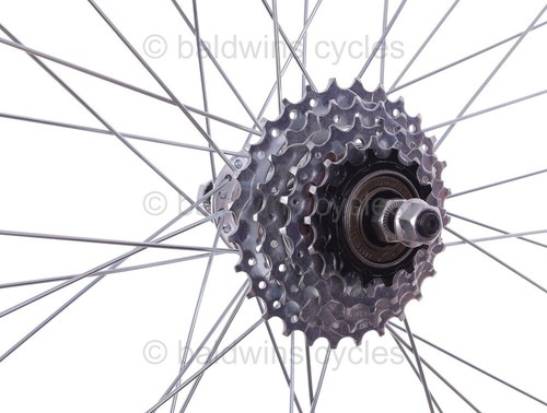 26" PAIR Mountain Bike Wheels + 5 Speed Freewheel + TYRES & TUBES - Picture 5 of 10