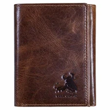 Bull Guard RFID Genuine Leather Trifold Wallets For Men ID Window, Secret Pocket
