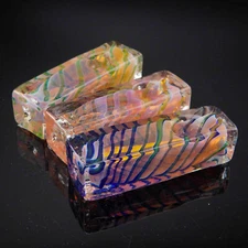 4 inch Handmade Gold Color Changing Square Smoking Bowl Glass Pipes - US Seller