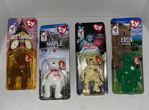 TY BEANIE BABIES MCDONALDS INTERNATIONAL BEARS SET OF 4 New in box! errors RARE - Picture 2 of 10