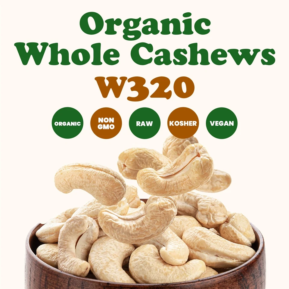 Organic Whole Cashews, W320 - Non-GMO, Kosher, Raw, Vegan - by Food to Live - Image 4 of 4