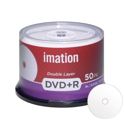 50 IMATION 8X  Blank DVD+R DL Dual Double Layer 8.5GB  White Inkjet Printable - Afbeelding 1 van 2