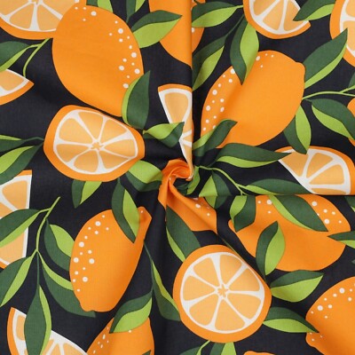 Stoff Baumwolle beschichtet, Verhees Textiles, Poppy, Lemons, Navy/Bunt, 148cm