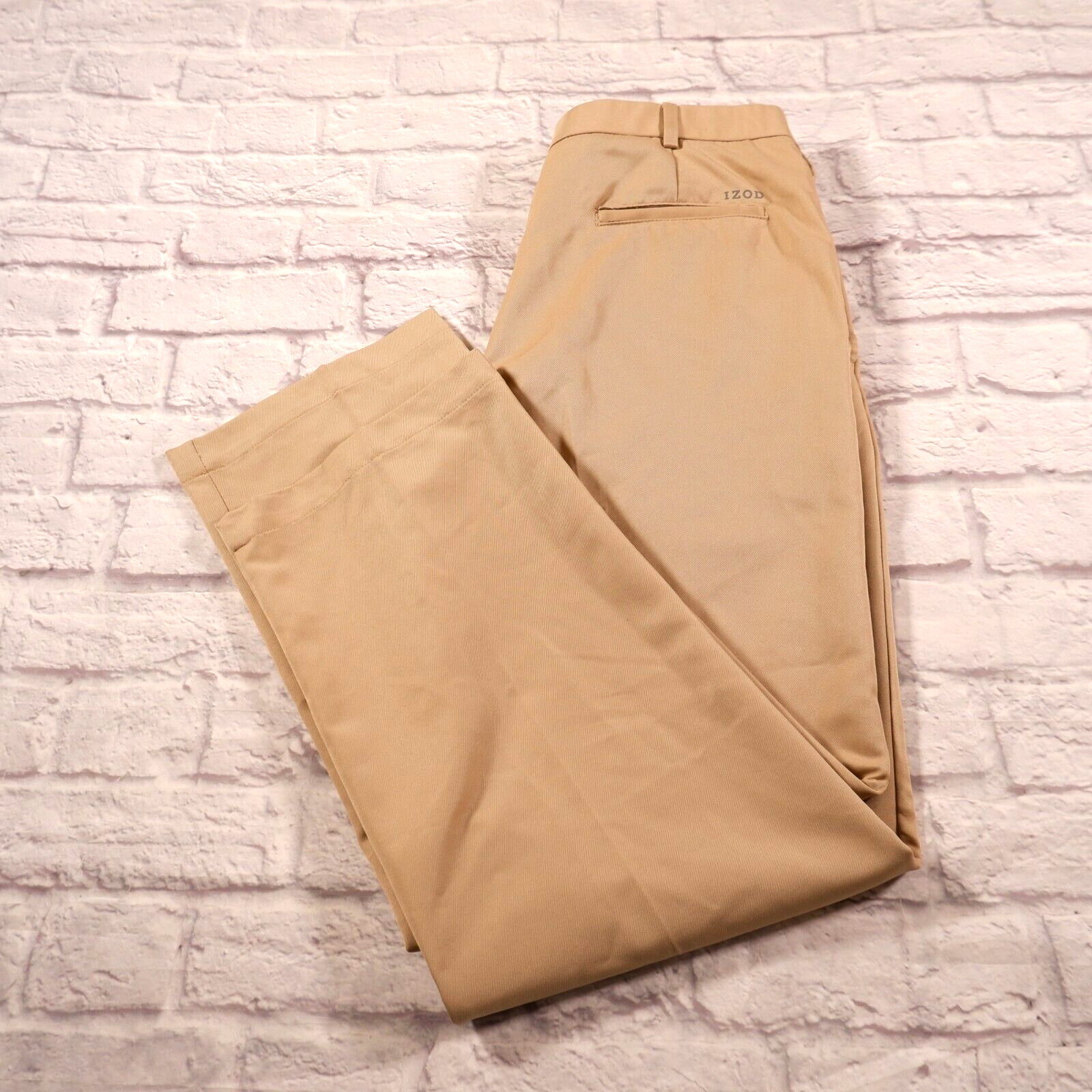IZOD Golf Xtreme Function Beige Flat Front Chinos… - image 1
