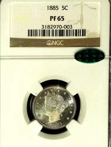 1885 5C PR65 NGC/CAC-KEY DATE-Grate eye appeal-Liberty Nickel