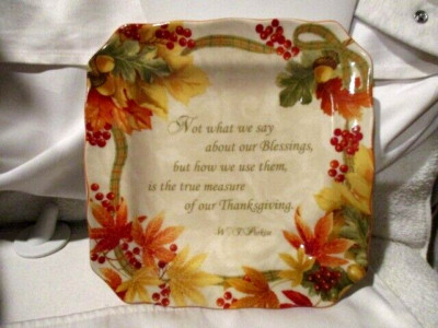 222 Fifth  ''Autumn Celebration'' Fine China 8 1/2'' Square  Salad/Appetizer Plate