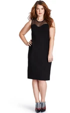 Mynt 1792  26W Bodycon Fitted  Sheath Dress Mesh Neckline  Black Msrp $188.