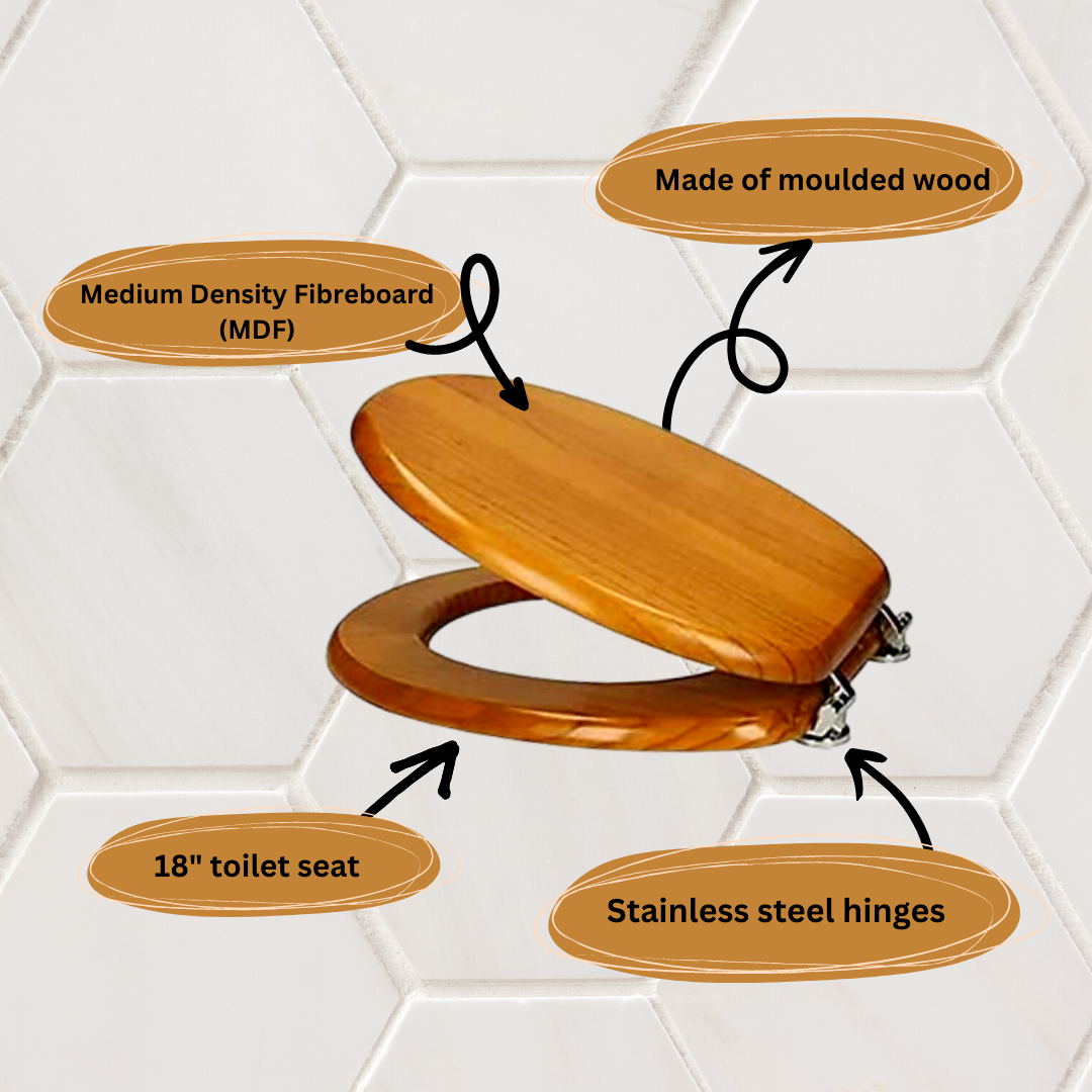 Universal Wooden Toilet Seat Antique Pine Standard Bathroom Oval Seat