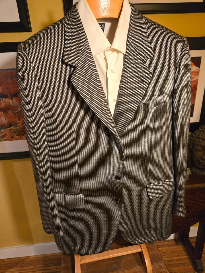 Abrigo deportivo Brioni vintage 25 % seda y 75 % mezcla lana, bonito patrón a cuadros, 42 largo Foto 4 de 4