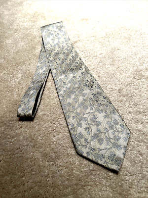 NORDSTROM VTG NECKTIE  ALTEA ITALIAN SILK TIE  PLATINUM/SILVERY GRAY Wedding