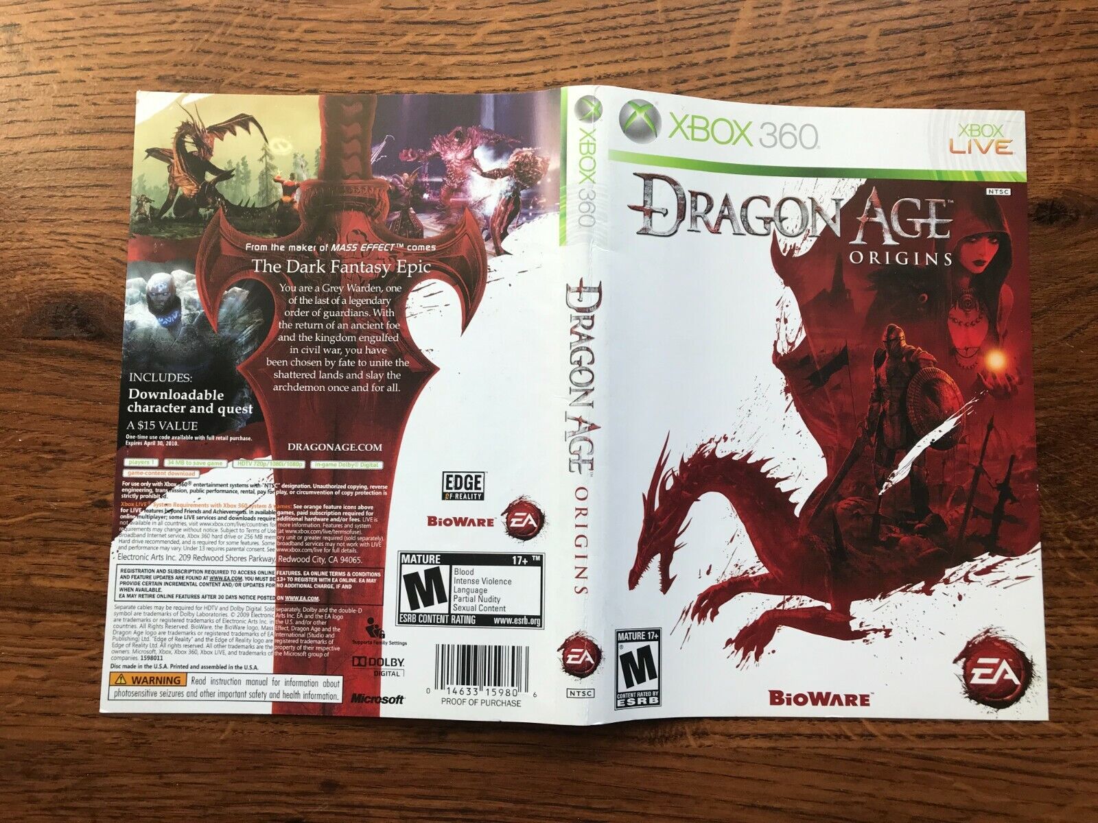 Dragon Age Origins (Microsoft Xbox 360) Original Release Complete  Excellent! 14633159806