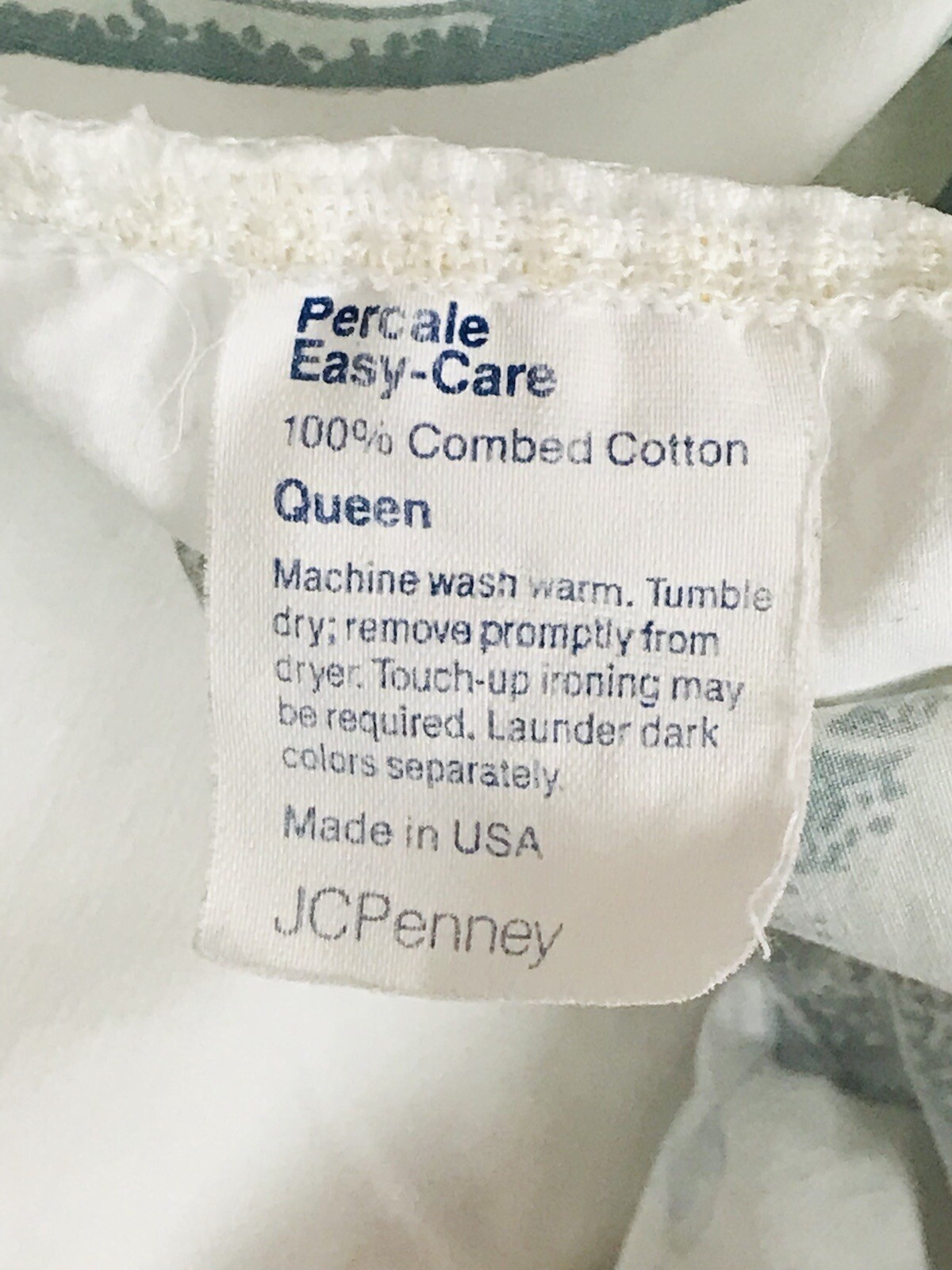 Vintage Flat Sheet Queen Pastel Floral Hydrangeas Pink Blue JC Penney