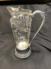 Swiss Thorens (Pre Reuge) Music Box Pitcher with New York etched glass / Chrome