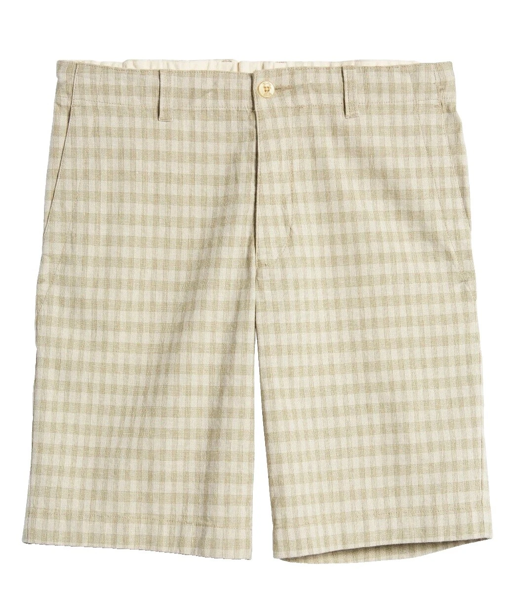 Plaid Linen Shorts for Men