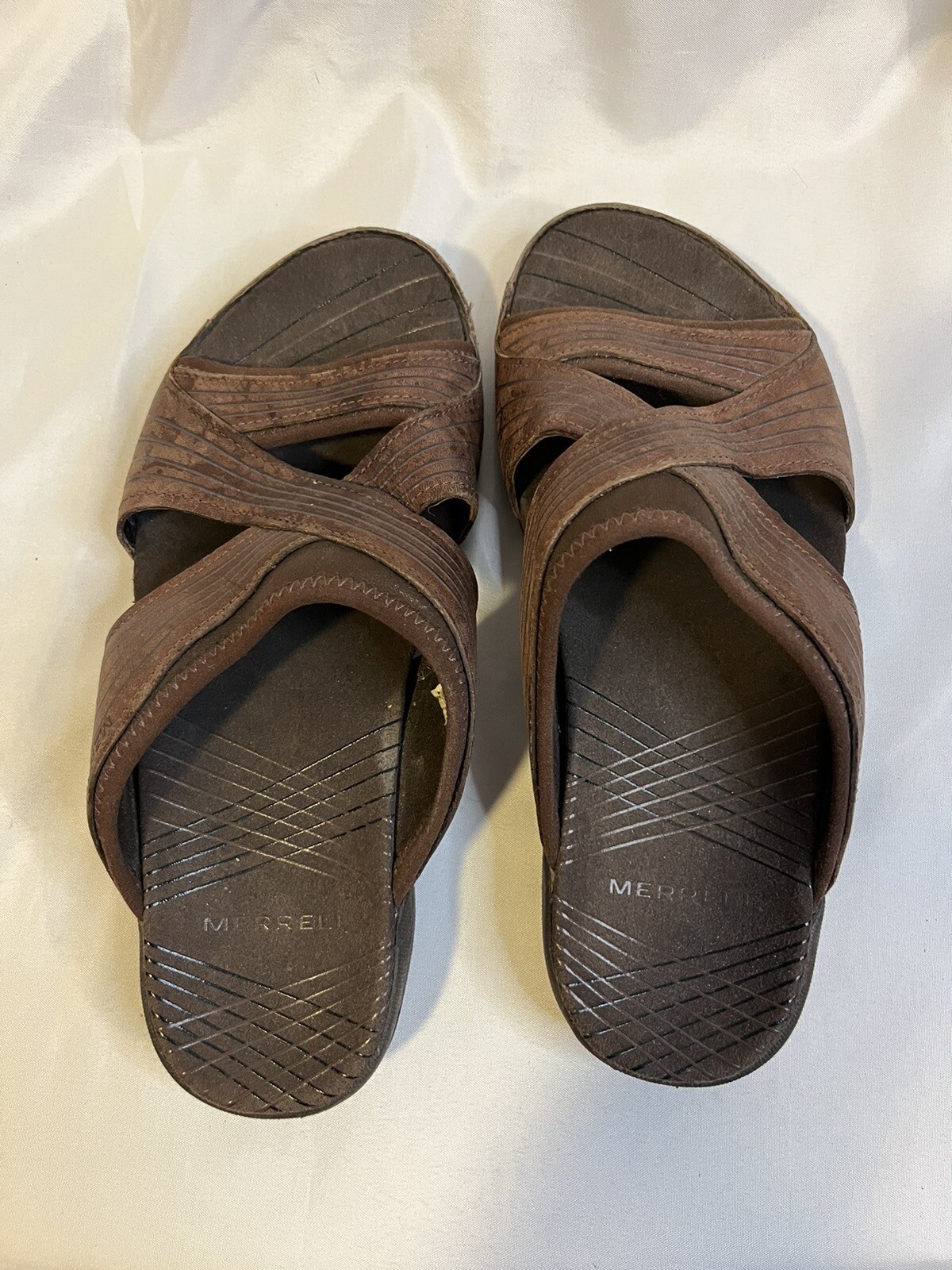 Merrell Heather Bungee sandali marroni da donna performance slide slip on taglia 6