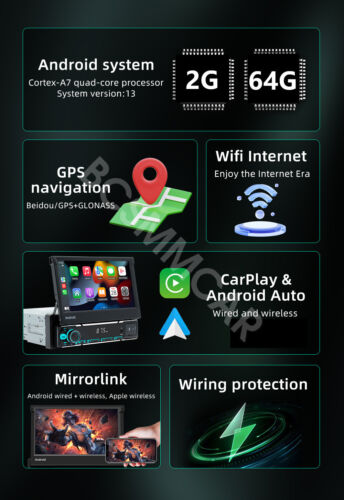 For Apple Carplay Android 13 Car Stereo Radio GPS Navi Wifi 7in 1Din Screen BT - Picture 4 of 24