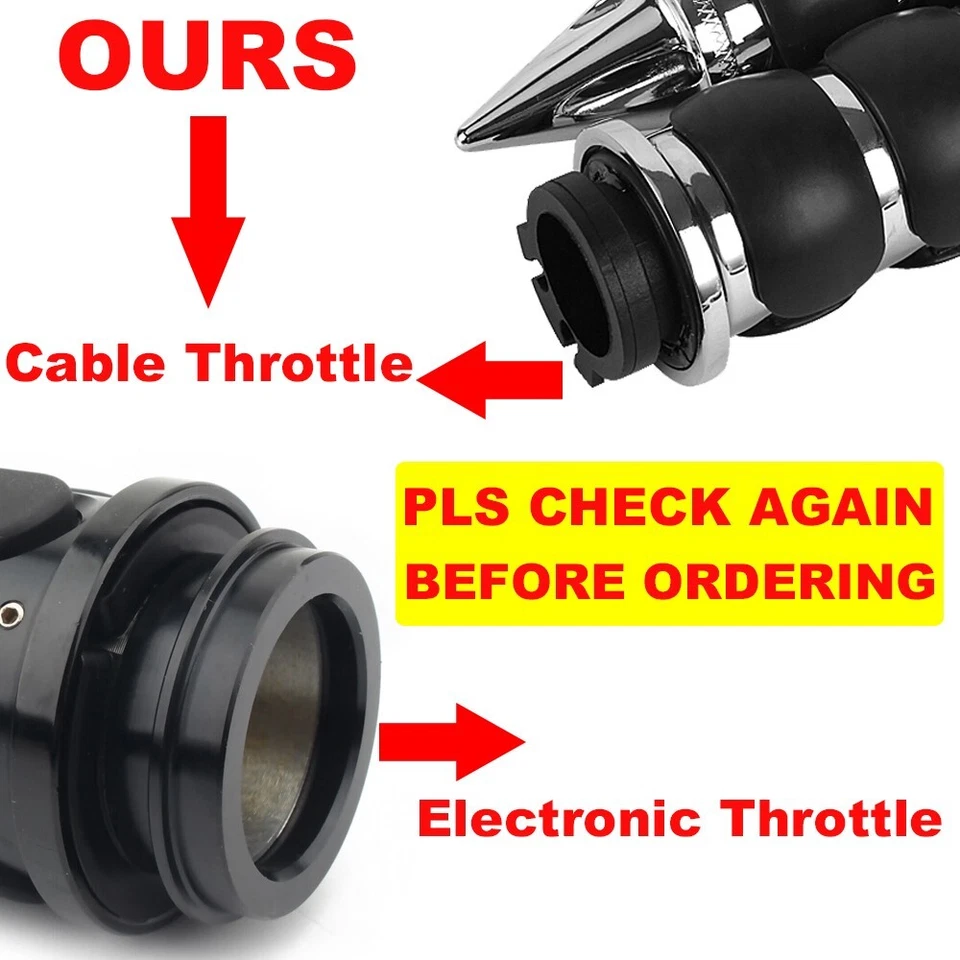 Custom Chrome Motorcycle Hand Grips Handlebar 1 inch For Harley XL883 1200 Spike - Image 4 of 4